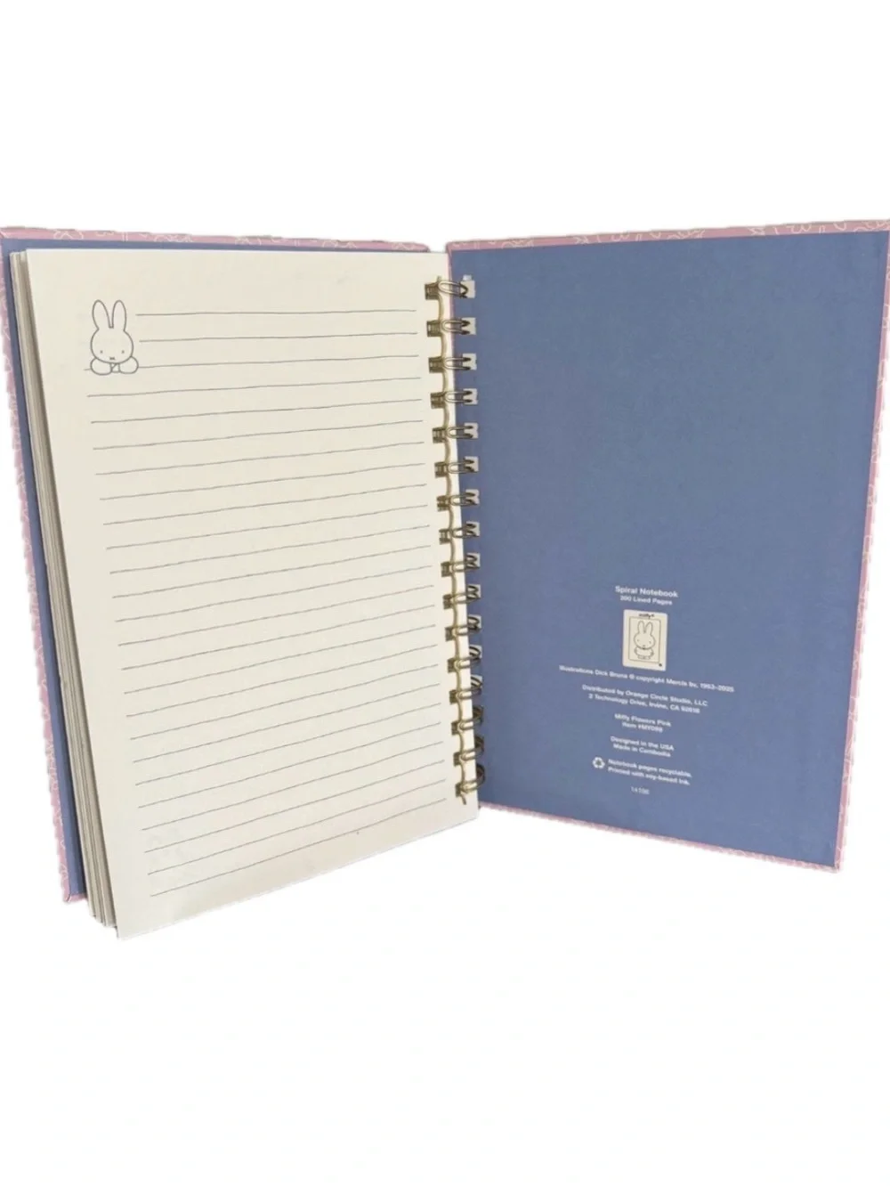 NWT Miffy Pink Floral Spiral Notebook
